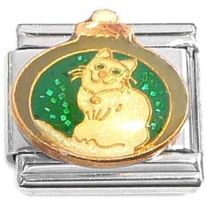 Cat Kittie Ornament Green Italian Charm Cat Kittie Ornament Green Italian Charm