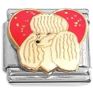 White Dog Red Heart Italian Charm White Dog Red Heart Italian Charm