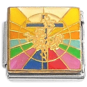 Cross Colorful Stained Glass Window Italian Charm Cross Colorful Stained Glass Window Italian Charm