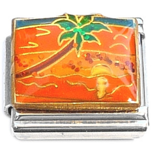 Beach Sunset Palm Tree Italian Charm