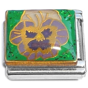 Pansy Green Glitter Italian Charm Pansy Green Glitter Italian Charm