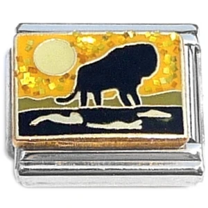 Lion or Buffalo Sunset Glitter Italian Charm