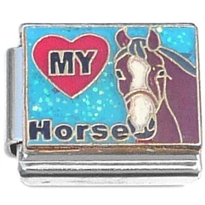 I Love My Horse Blue Italian Charm I Love My Horse Blue Italian Charm
