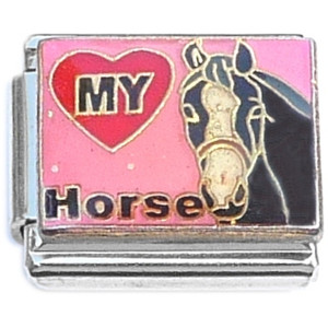 I Love My Horse Pink Italian Charm