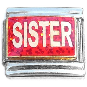 Sister Red Glitter Italian Charm Sister Red Glitter Italian Charm