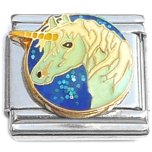 Unicorn Dark Blue Glitter Italian Charm Unicorn Dark Blue Glitter Italian Charm