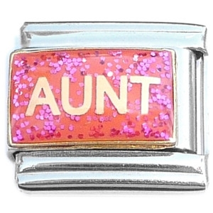 Aunt Pink Glitter Italian Charm