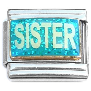 Sister Blue Glitter Italian Charm Sister Blue Glitter Italian Charm