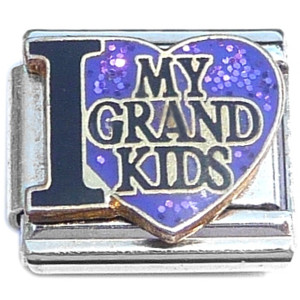 I Love My Grand Kids Purple Glitter Heart Italian Charm I Love My Grand Kids Purple Glitter Heart Italian Charm