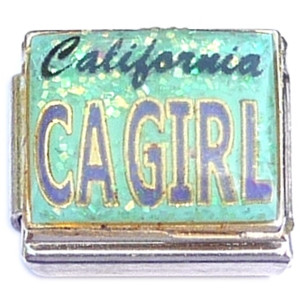 California CA Girl Blue License Plate Italian Charm