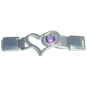 February Heart Connector Italian Charm Set February Heart Connector Italian Charm Set