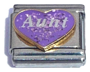Aunt On Purple Heart Italian Charm Aunt On Purple Heart Italian Charm