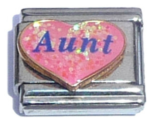 Aunt On Pink Heart Italian Charm Aunt On Pink Heart Italian Charm
