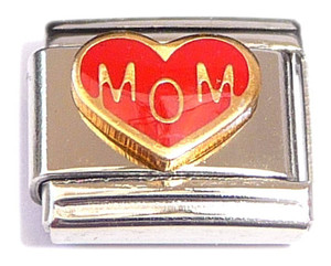 Mom on Red Heart Italian Charm Mom on Red Heart Italian Charm