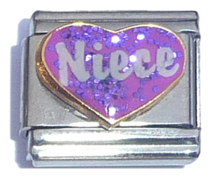 Niece On Pink Heart Italian Charm Niece On Pink Heart Italian Charm