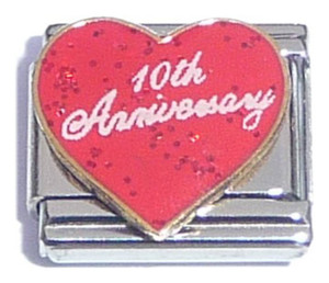 10th Anniversary On Red Italian Charm
