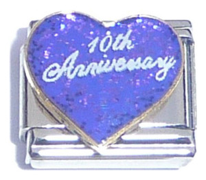 10th Anniversary On Purple Italian Charm 10th Anniversary On Purple Italian Charm