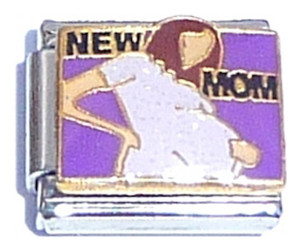 New Mom On Purple Italian Charm