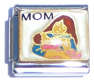 Brunette Mom Holding Baby Italian Charm Brunette Mom Holding Baby Italian Charm