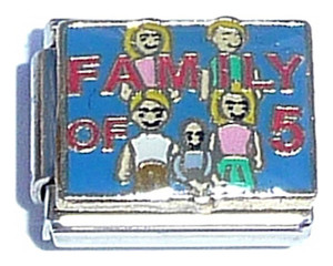 Family of Five On Blue Italian Charm Family of Five On Blue Italian Charm