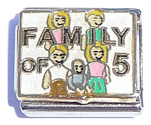 Family of Five On White Italian Charm Family of Five On White Italian Charm