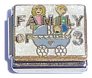 Family of Three On White Italian Charm Family of Three On White Italian Charm