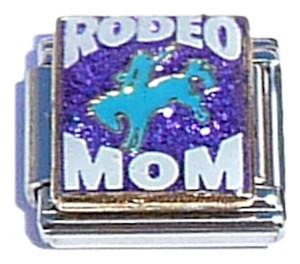 Rodeo Mom On Purple Italian Charm