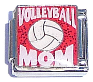 Volleyball Mom On Red Italian Charm Volleyball Mom On Red Italian Charm