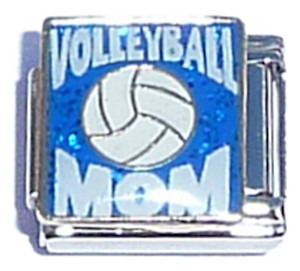 Volleyball Mom On Blue Italian Charm Volleyball Mom On Blue Italian Charm