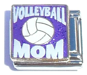 Volleyball Mom On Purple Italian Charm