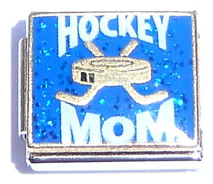 Hockey Mom On Blue Italian Charm