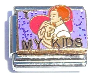 I Love My Kids On Purple Italian Charm