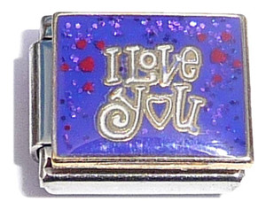 I Love You On Purple Glitter Italian Charm I Love You On Purple Glitter Italian Charm