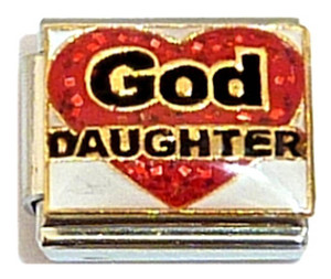 God Daughter On Red Heart Italian Charm