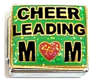 Cheer Leading Mom On Green Italian Charm Cheer Leading Mom On Green Italian Charm