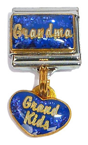 Dangle Grandma Grandkids In Blue Italian Charm