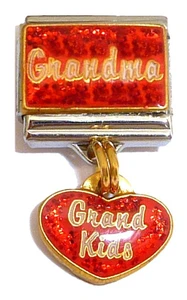 Dangle Grandma Grandkids In Red Italian Charm