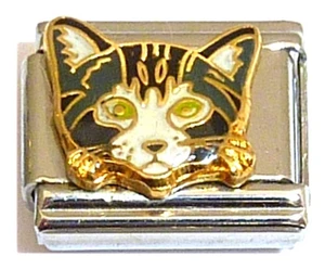 Black Cat Face Italian Charm
