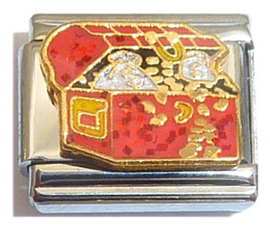 Red Treasure Chest Italian Charm