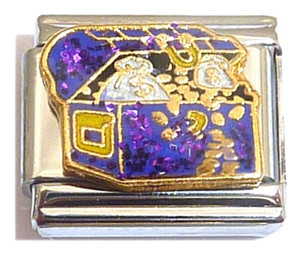 Blue Treasure Chest Italian Charm