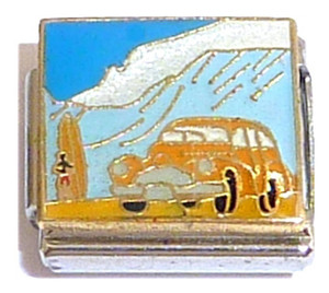 Car and Big Wave Italian Charm