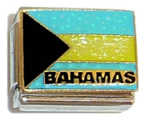 Bahamas Flag With Glitter Italian Charm Bahamas Flag With Glitter Italian Charm