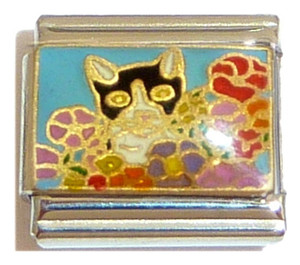 Dog Behind Flowers Italian Charm