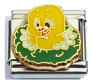 Yellow Bird In Nest Italian Charm