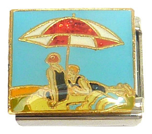 Couple Under Beach Umbrella Italian Charm