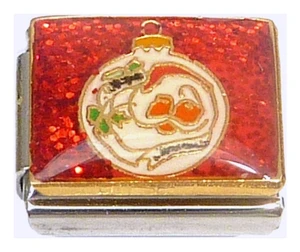 Santa Ornament On Red Italian Charm