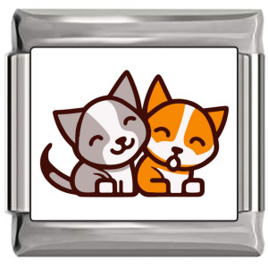 Orange And Black Cats Italian Charm