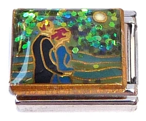 Couple On Green Glitter Italian Charm