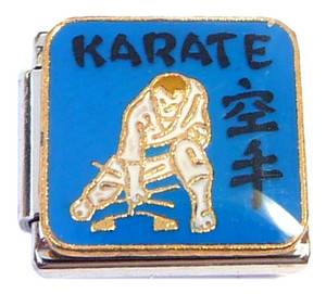 Karate On Blue Italian Charm