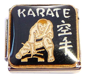 Karate On Black Italian Charm